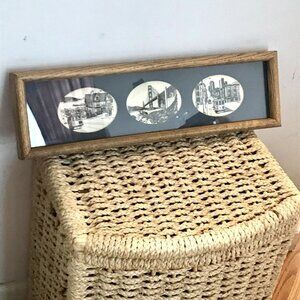 Vintage 1980s Framed San Francisco Trolley Street Wall Art Martin Tang 21" x 6"